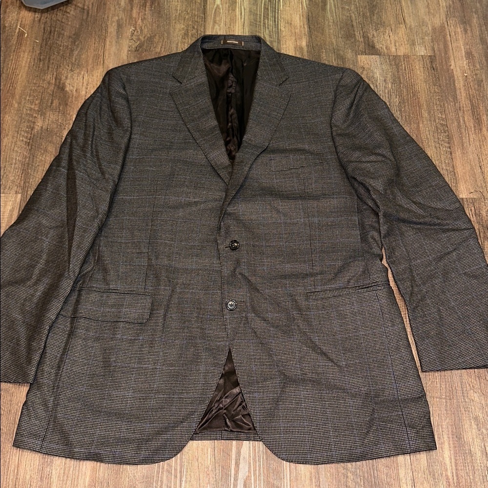 Peter Millar Brown and Blue Pin Stripe Blazer 100%‎ wool 46T Excellent Condition